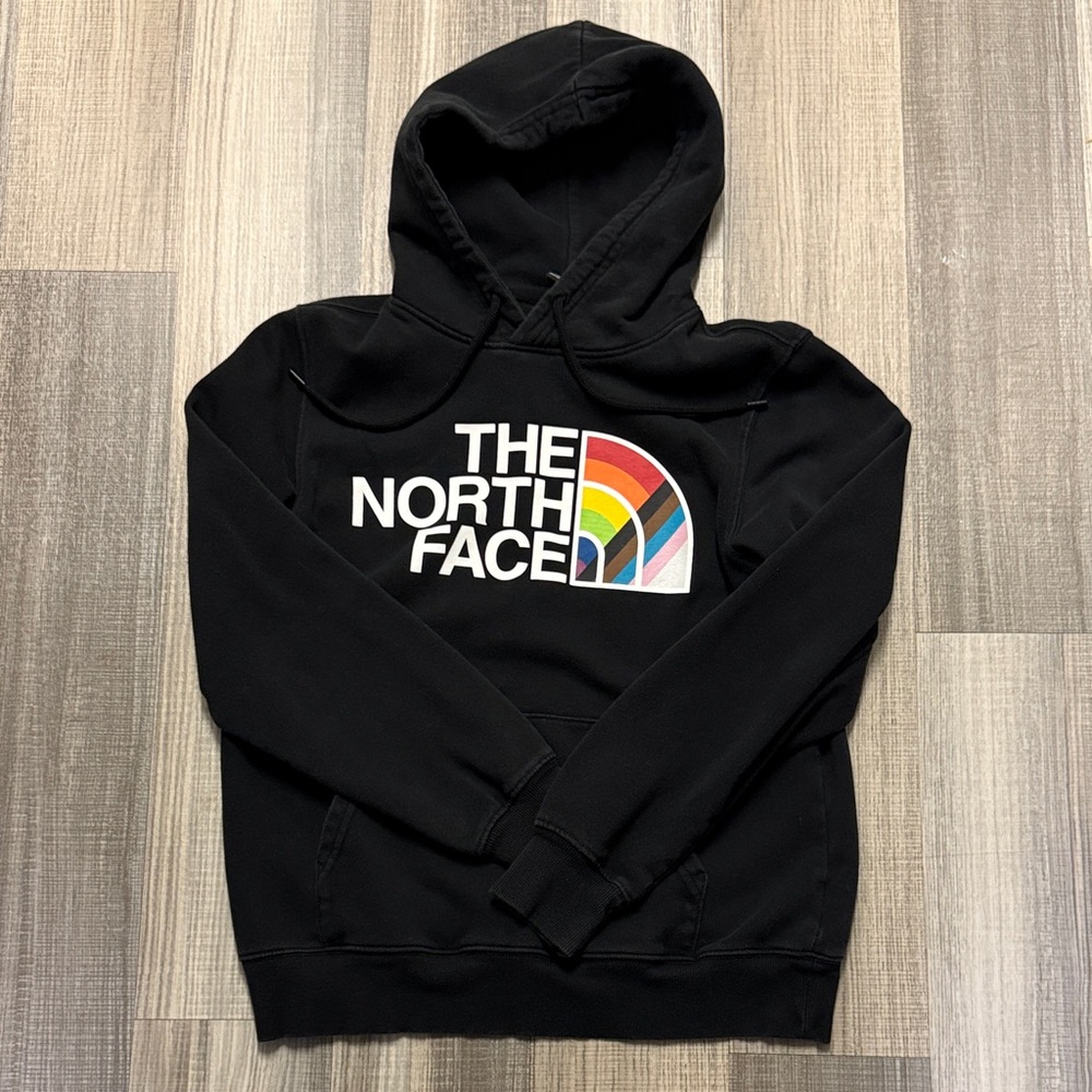 The North Face Black Hoodie with Rainbow Logo